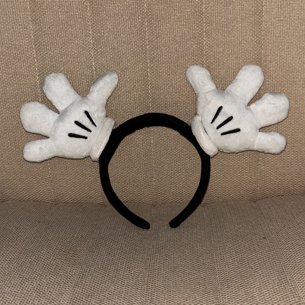 Disney Plush White Glove Headband with Black Band